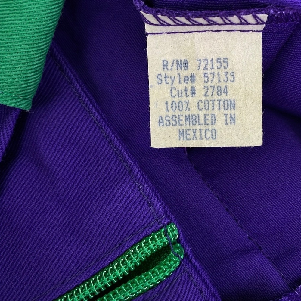 Vintage Esprit Purple Canvas Tote Bag Rainbow Logo Y2K Zipper Pocket Green Trim - Picture 9 of 10